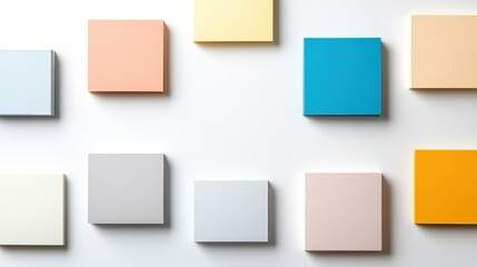 Colorful abstract geometric pattern with pastel squares on white background for modern design concepts.