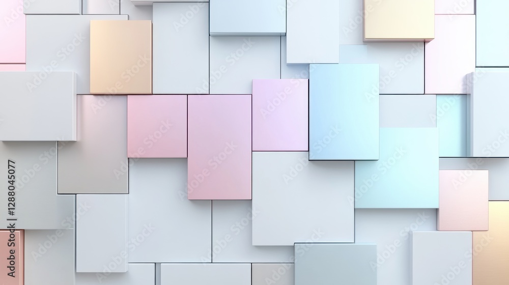 Poster colorful geometric pastel panels create a modern abstract background with 3d effect and soft hues.