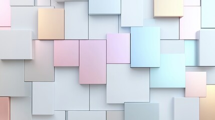 Colorful geometric pastel panels create a modern abstract background with 3D effect and soft hues.