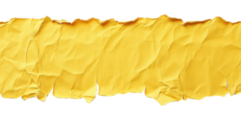 Detailed Close Up Of A Crumpled Yellow Paper Texture With Torn Edges Against A Transparent Background