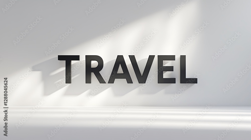 Poster bold typography casting shadows highlighting travel on a minimalistic backdrop