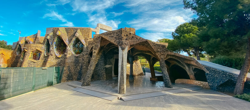 Portico of the Church of Colonia Guell, Spain