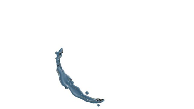 Animation of blue liquid pouring out onto a white background. Dance of infinity.
