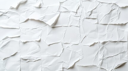 Fototapeta premium Crumpled white paper texture background, abstract art design ideal for creativity and conceptual projects.