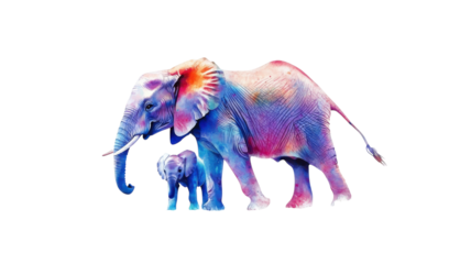 Colorful artistic representation of elephants showcasing beauty and grace in nature