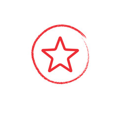 Star circled in red pencil. Priority task. Vector linear icon illustration isolated on white background.