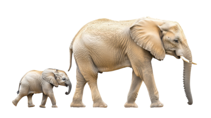 Two elephants walk side by side in a natural setting showcasing the bond between mother and calf in their habitat