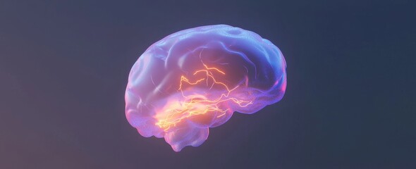 Fototapeta premium The concept of future technologies and AI is illustrated by a double exposure creative hologram of a human brain microchip