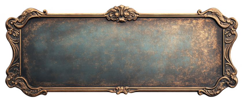 Rectangular Ornate Metal Frame With Aged Dark Green And Brown Textured Background Detailed