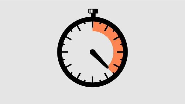 Arrow shows a time interval of 30 minutes graphic animation. Alpha channel. Transparent background motion design. 4K resolution