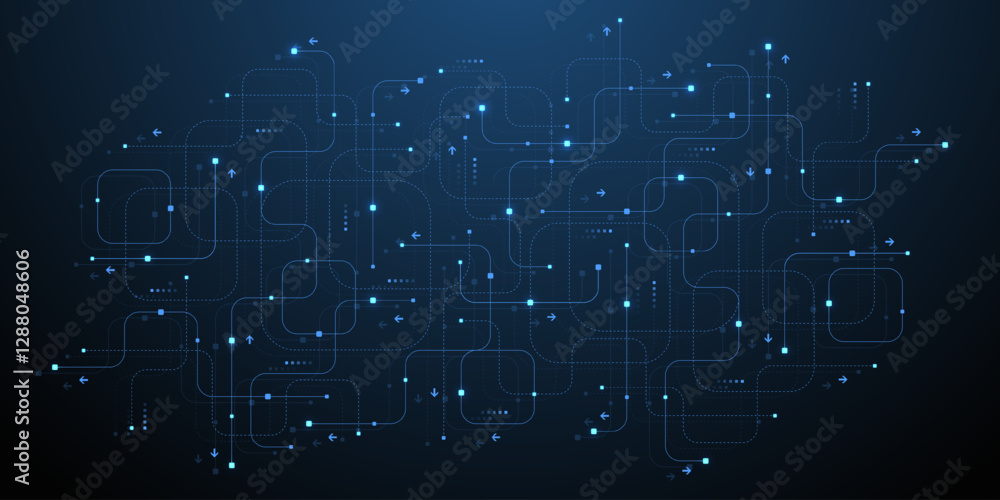 Poster Digital tech motherboard texture design. Creative idea AI banner concept for internet technology. Software coding. Engineering concept for poster, cover, banner, header, web, presentation template
