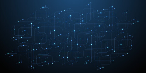 Digital tech motherboard texture design. Creative idea AI banner concept for internet technology. Software coding. Engineering concept for poster, cover, banner, header, web, presentation template