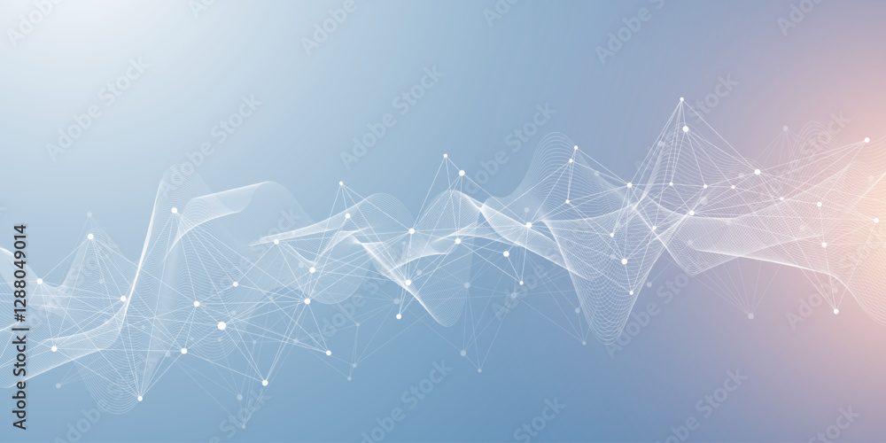 Aufkleber Global network connection banner design template. Big data visualization idea. Header social network communication in the global business concept. Internet technology. Vector illustration