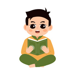 Illustration of a Child Reading Al-Quran
