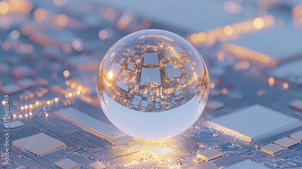 Poster a businessman is depicted with a holographic world map displayed on a technological screen backgroun