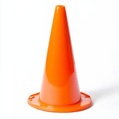 Fototapeta premium Bright Orange Traffic Cone on White Background