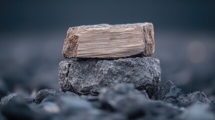 Fototapeta premium Stacked rocks, nature's balance, outdoor scene, for display