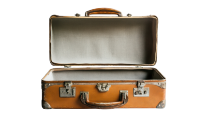 Vintage suitcase with open lid showcasing interior design and structure