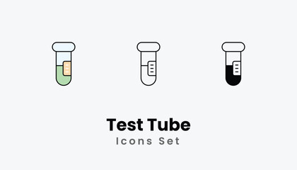 Test Tube Icons thin line and glyph vector icon stock illustration