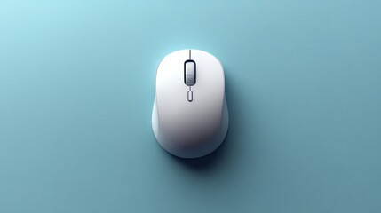 White Wireless Mouse on Light Blue Surface