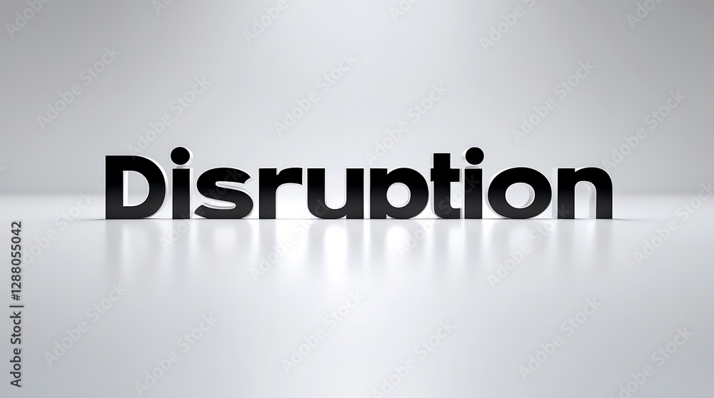 Aufkleber exploring disruption through impactful typography on a minimalist background