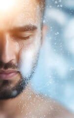 Detailed image of a man using a facial cleansing brush, highlighting exfoliation