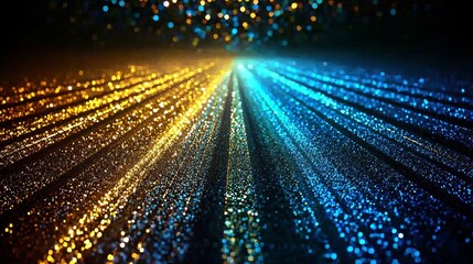 Fototapeta premium Digital data flow on road with motion blur creates a vision of fast speed transfer, symbolized by stock