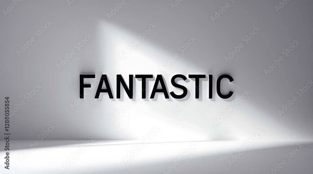 Poster shadow and light interplay to highlight the word fantastic in a minimal setting
