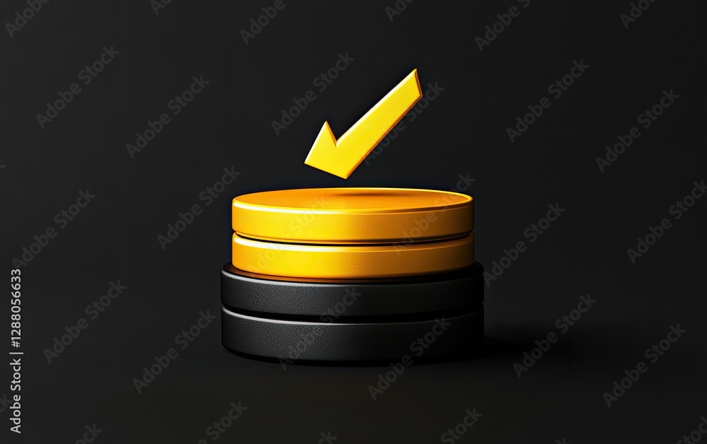 Aufkleber gold checkmark on black database 3d render of approved data