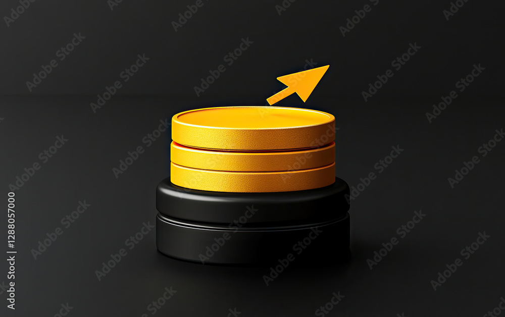Aufkleber gold and black 3d render cursor clicking data stack