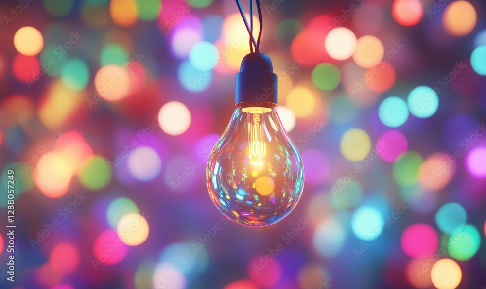Aufkleber colorful bokeh background with glowing light bulb creating a festive atmosphere