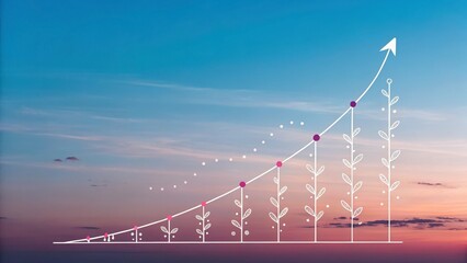 Fototapeta premium Soft Growth Chart on a Gradient Sky Background