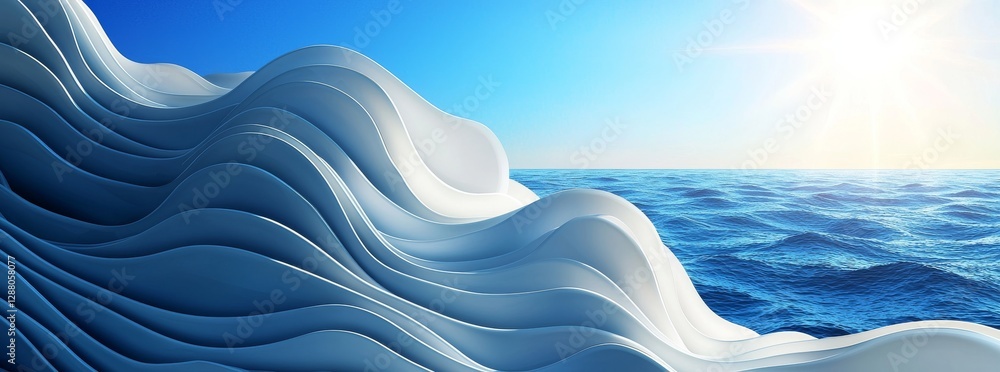 Poster a futuristic digital background featuring a light blue hue is illuminated by an abstract bright whit