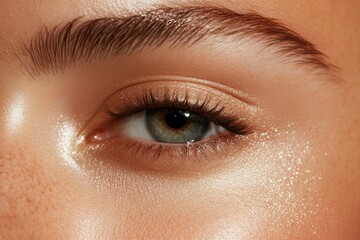 Obraz premium Close-up of captivating eye showcasing vibrant colors and natura