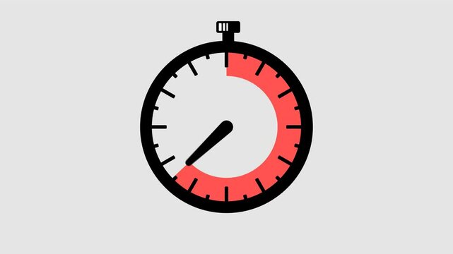 Arrow shows a time interval of 50 minutes graphic animation. Alpha channel. Transparent background motion design. 4K resolution