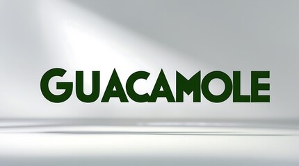 Large green typography spelling guacamole on a minimalistic background