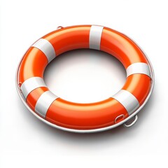 Orange and White Life Preserver on White Background