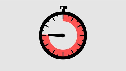 Arrow shows a time interval of 60 minutes graphic animation. Alpha channel. Transparent background motion design. 4K resolution