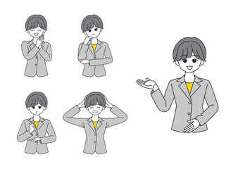 スーツを着た働く女性のイラストセット