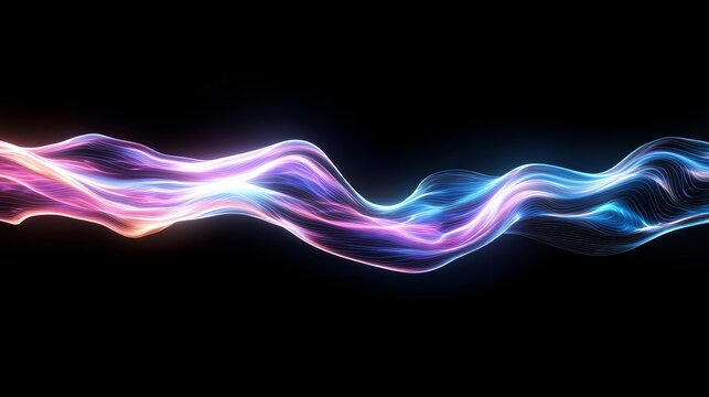 A sleek, wavy form with a metallic sheen moves gracefully against a dark backdrop, bathed in soft purple and blue hues. It evokes a sense of modern, futuristic design or advanced technology