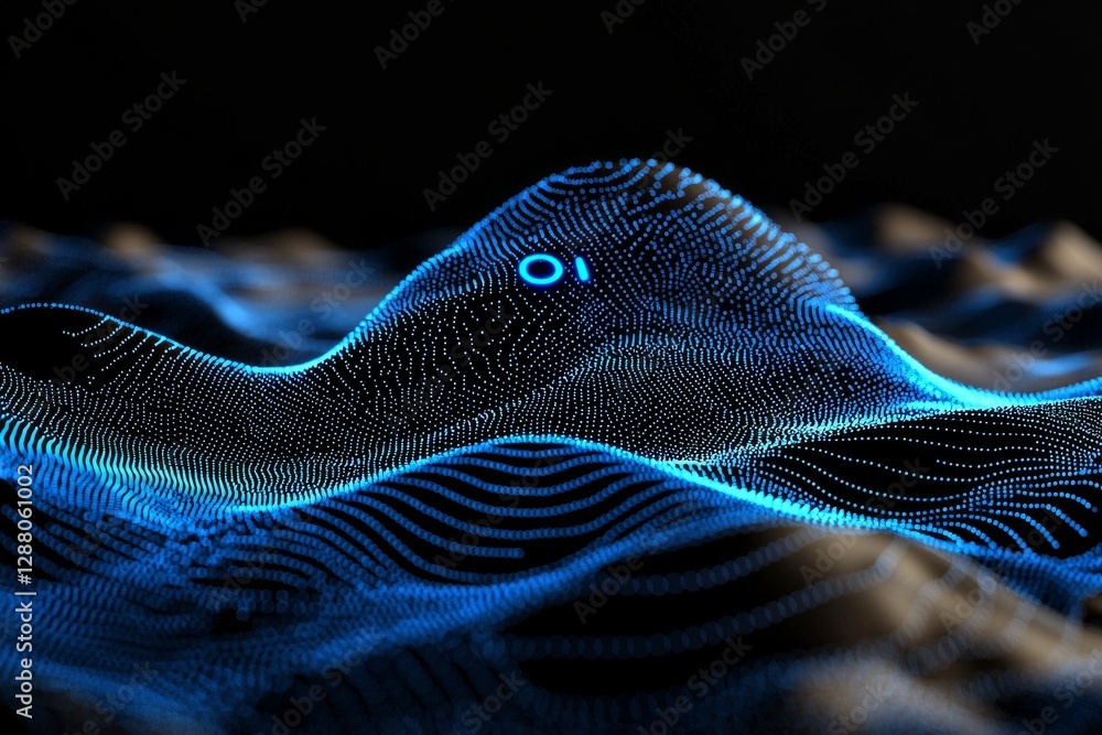 Poster the technology gateway features walls enveloped in digital binary codes illuminated by blue lights