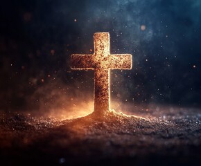 Fototapeta premium Ash Wednesday Dust Cross: A Symbolic Lent Image of Faith, Spirituality, and Reflection. Perfect for religious websites, social media, and articles 