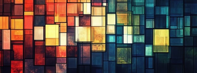 Vibrant Abstract Mosaic with Colorful Geometric Shapes and Dynamic Patterns for Artistic Backgrounds