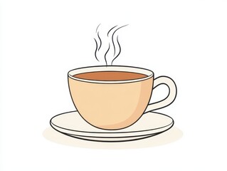 Obraz premium Pixel Art Illustration of a Warm Beige Coffee Cup and Saucer