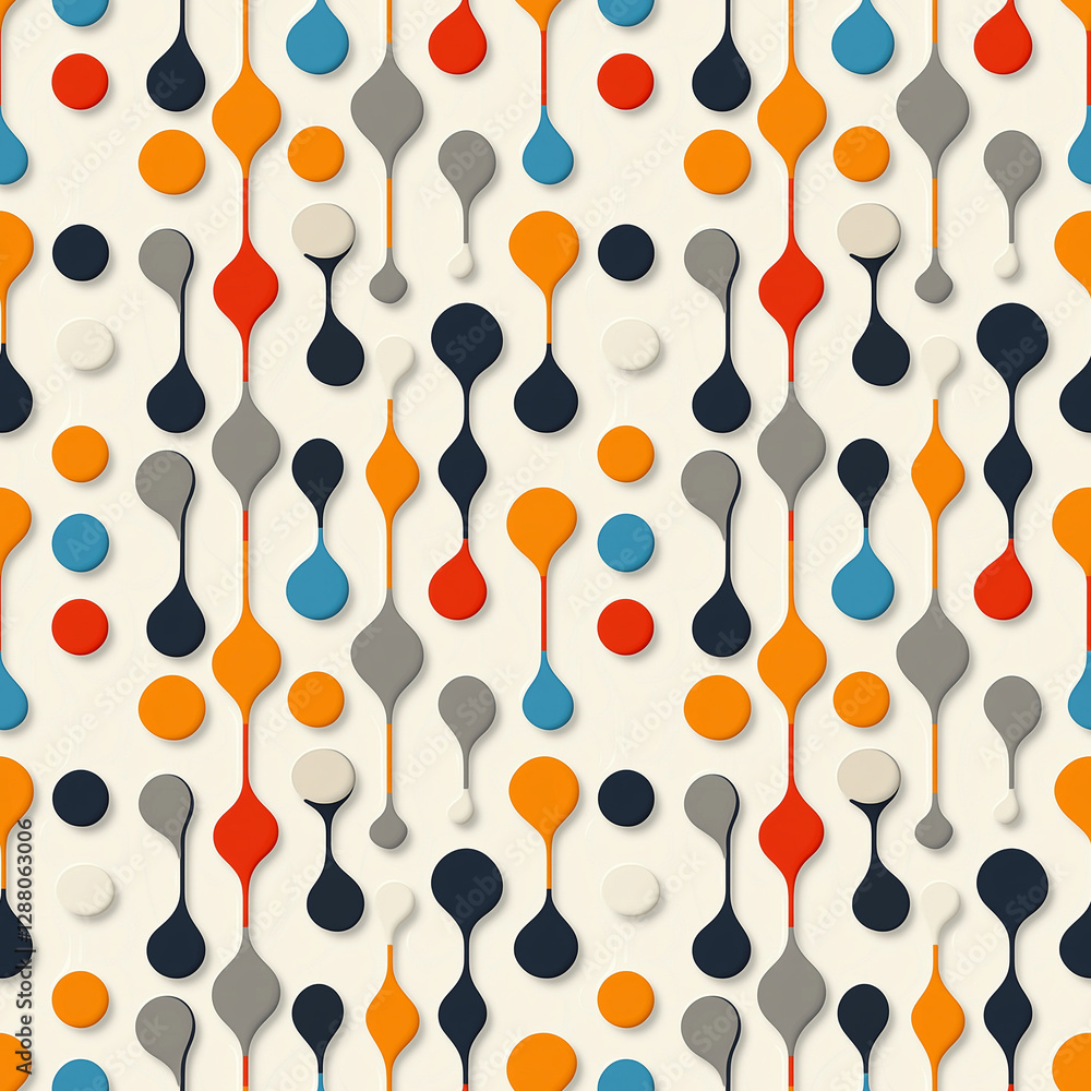 Poster retro geometric seamless pattern with teardrop shapes