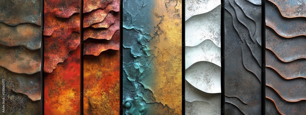 Poster Abstract Textures with Vivid Colors and Intricate Patterns for Artistic Backgrounds and Design Projects