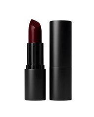 Obraz premium Dark Red Matte Lipstick in Black Tube on Transparent Background