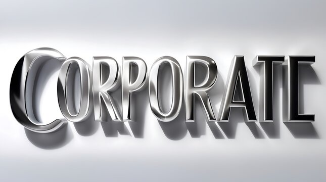 Sleek metallic typography representing the word corporate against a refined background
