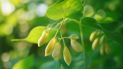 Soybean field thriving with green leaves, symbolizing sustainable agriculture and natural growth.