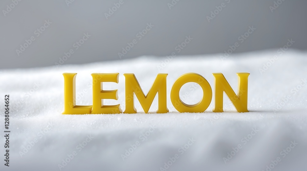 Poster yellow lemon letters on a soft white surface create a cheerful display